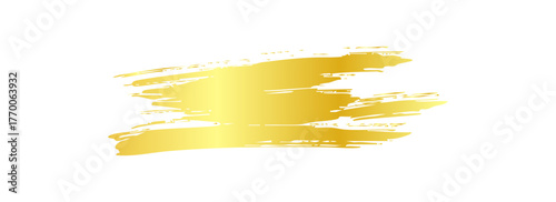 Gold bronze glitter paper piece brushstroke painting blot smear. Abstract glow shine stain on white background.Eps10