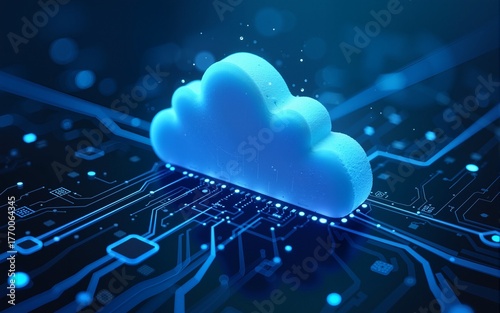 Cloud computing technology internet storage concept with circuit board. Internet data services. Vector illustration. High quality