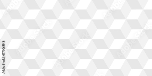 Vector structure box minimal white abstract cube square geometric tile hexagon mosaic wall grid wallpaper. white and gray geometric block cube isometric mosaic texture background.	
