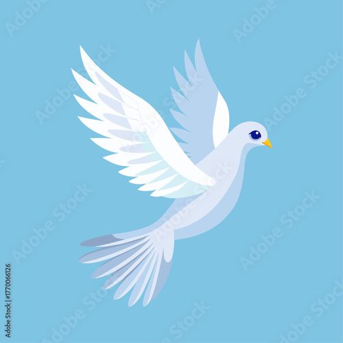 Wallpaper Mural White Dove in Flight – Stylized Peace Bird Illustration on Blue Background Torontodigital.ca