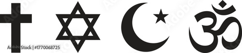 Religious Symbols Icons – Christianity, Judaism, Islam, Hinduism