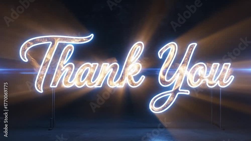 Neon thank you sign on black background for appreciation message
