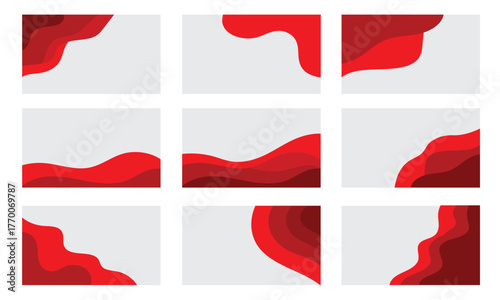 Red wavy abstract shapes on light gray background vector