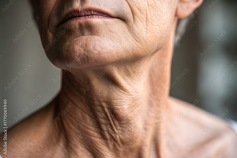 Fototapeta premium Close-up neck skin showing fine lines