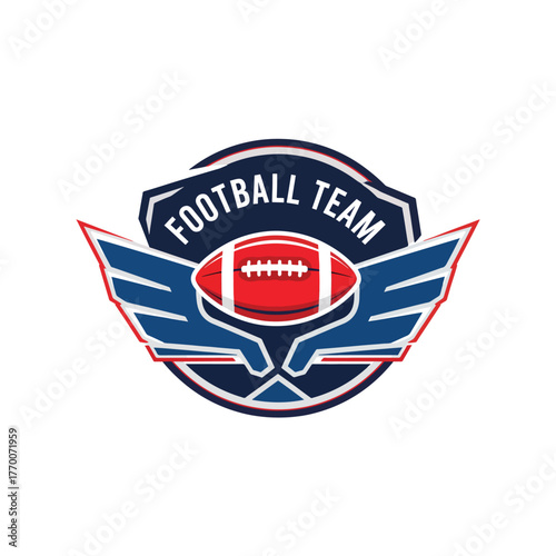 Vector art of American football team logo with bold ball, perfect for sports branding, club identity, or athletic apparel