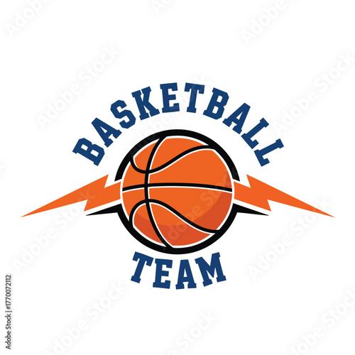Vector art of basketball team logo with bold typography and dynamic design, perfect for sports branding, club identity, or athletic apparel