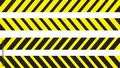 warning tapes with yellow and black stripes. crime scene or danger zone. Police crossed ribbon. Warning border tape with yellow and black diagonal. Vector collection of yellow striped police tape in