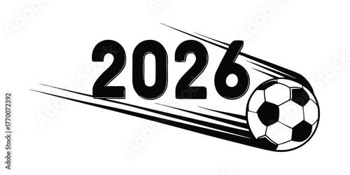 Dynamic 2026 Football Soccer Ball Flying Vector Illustration