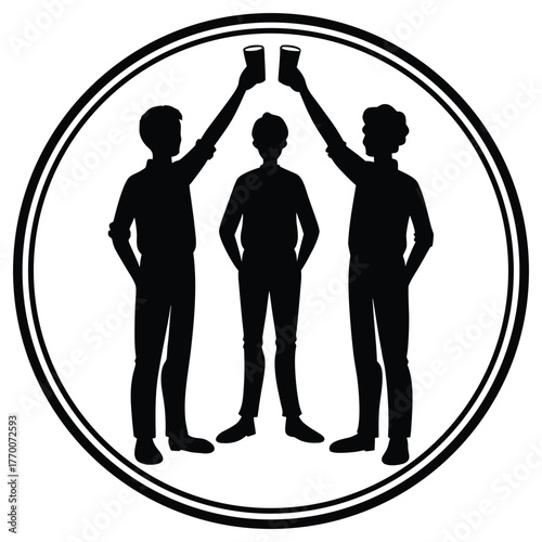 A black silhouette of a toasting friends