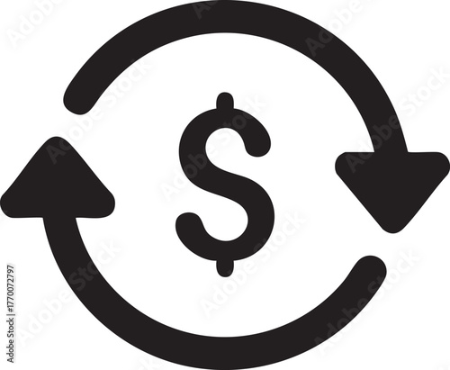 Subscription Service Icon Silhouettes Recurring Loop Arrow Payment Finance Design