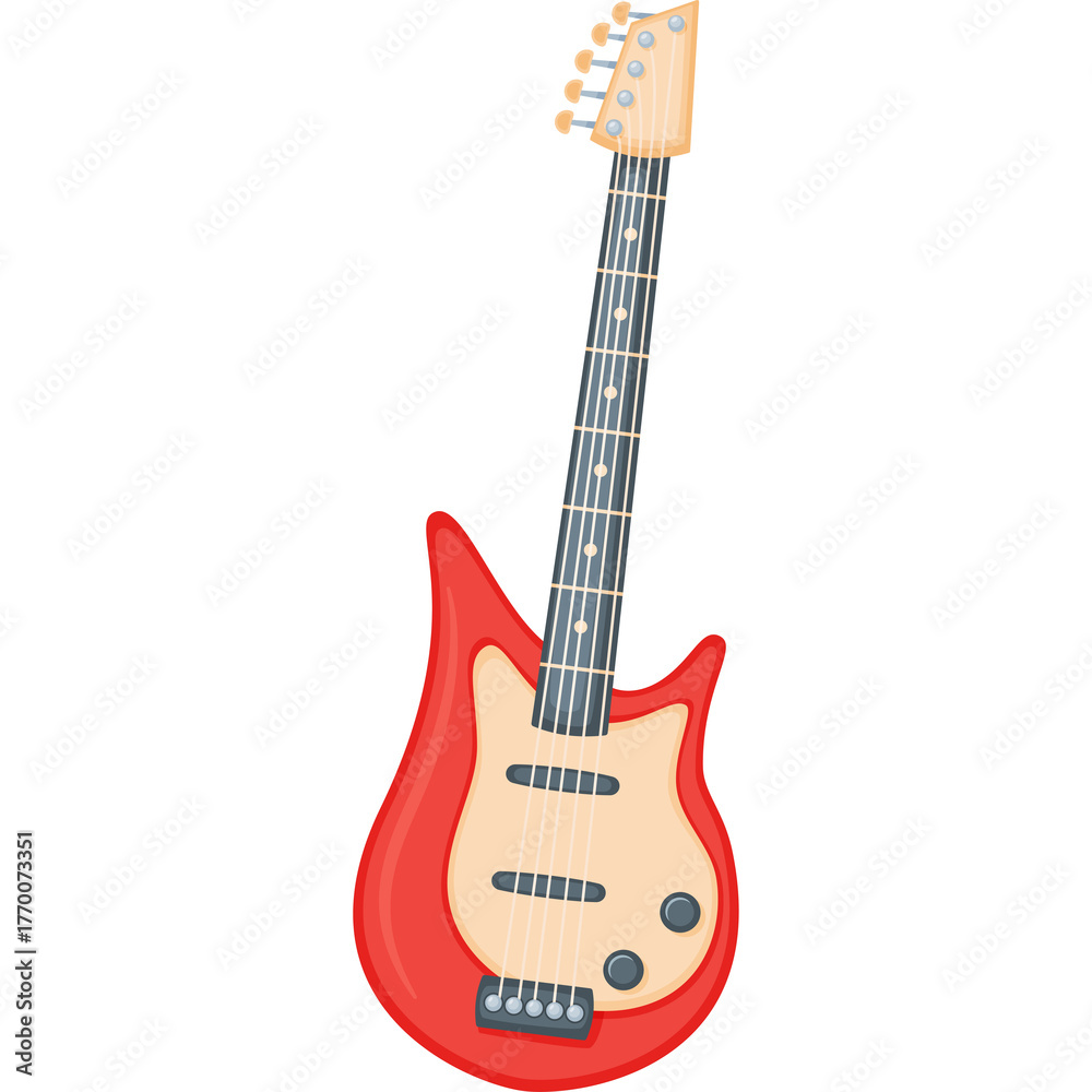 Fototapeta premium Red Electric Guitar With Translucent Background Musical Instrument For Rock And Roll Music