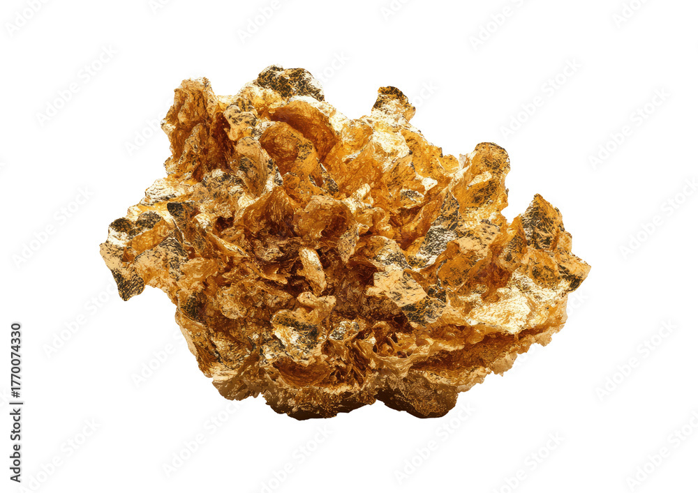 Obraz premium Golden nugget cluster, uneven textured surfaces