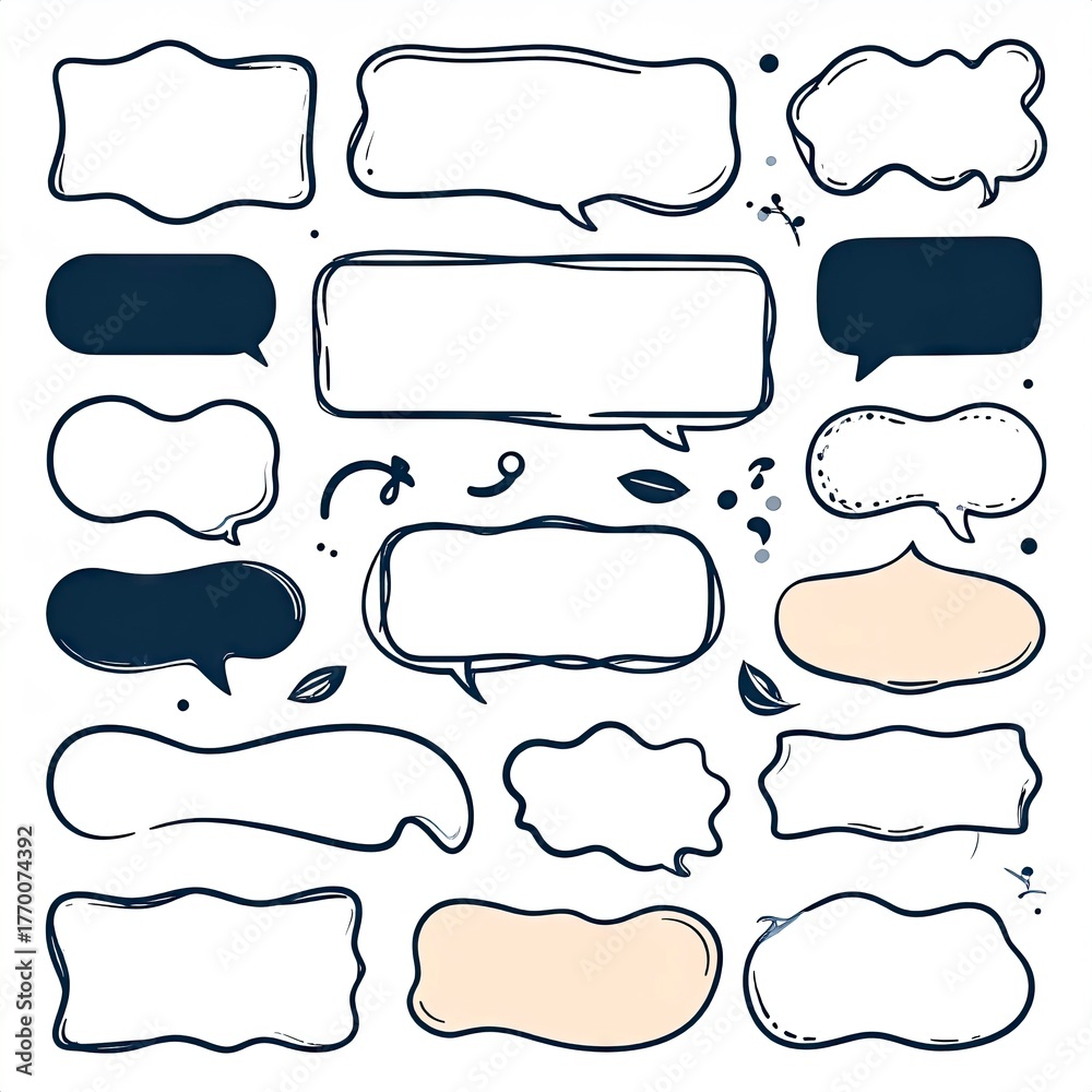 Fototapeta premium Hand-Drawn Speech Bubbles - A Versatile Collection for Creative Communication.
