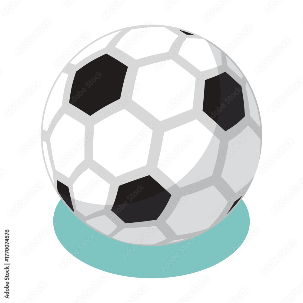 Obraz premium Classic black and white soccer ball isolated on a white background with a soft blue shadow