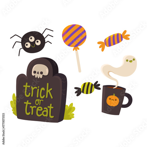 Happy Halloween with spooky decorations and sweet treats for a festive celebration