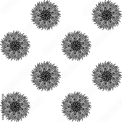 Black and white dot of Chrysanthemum, seamless pattern, pink flowers, seamless pattern with pink flowers repeat style, replete image design for fabric printing