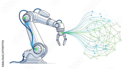 Robotic arm connecting to a network of nodes