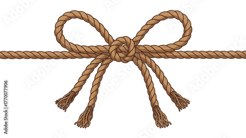 Rope tied into a bow shape across a horizontal line