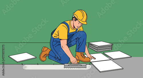 Construction Worker Inspecting Plans on Site.