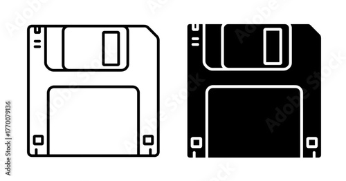 A vintage floppy disk storage media technology icon vector illustration retro computer data storage device
