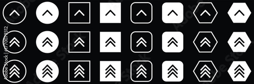 Swipe up arrow icon set. Swipe up, Buttons for social media with business infographic. Black arrows, buttons and web icons. Social media application. Scroll or swipe up arrows in various styles shapes