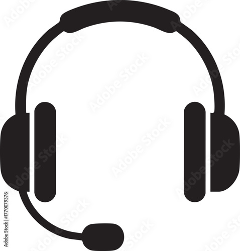 Fintech Customer Support Headset Silhouettes Icon for E-commerce Service