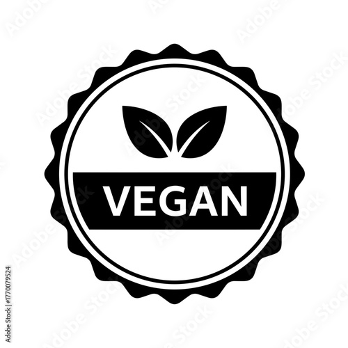 A vegan certified product label promoting healthy lifestyle and plant based diet options for food and cosmetics