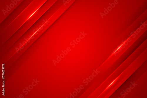 Bright red abstract background with dynamic diagonal shapes and glossy light effects. Energetic modern design perfect for sale banners, marketing materials, and promotional visuals.