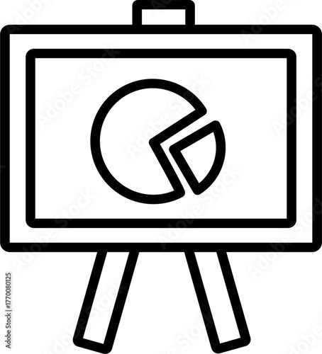 Pie chart diagram presentation icon. Chart Board with pie chart vector icon. Vector graphics and not Artificial Intelligence, logo illustration. Replaceable vector design.