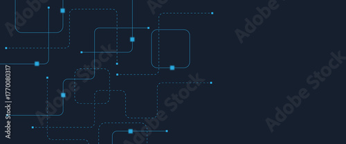 Abstract digital AI circuit board background with tech icons. Digital technology motherboard texture design. Engineering circuit board concept for poster, header, banner, website, presentation