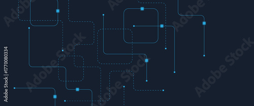 Abstract digital AI circuit board background with tech icons. Digital technology motherboard texture design. Engineering circuit board concept for poster, header, banner, website, presentation