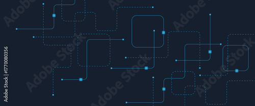 Abstract digital AI circuit board background with tech icons. Digital technology motherboard texture design. Engineering circuit board concept for poster, header, banner, website, presentation