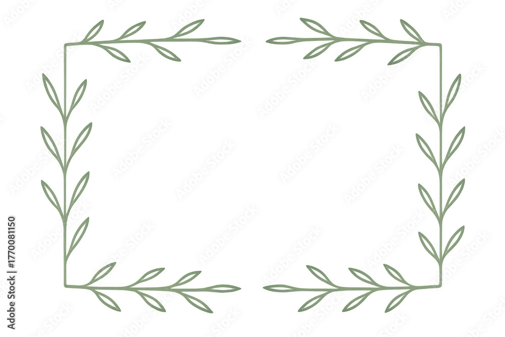 Obraz premium Green leaves creating rectangular border frame, natural decorative element with transparent background