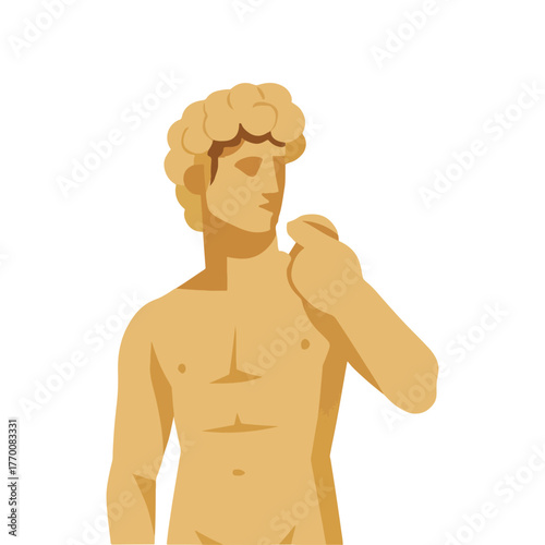 Cartoon Statue of David Illustration, Classical Renaissance Art
