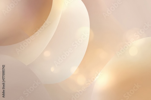 Abstract light beige and gold background soft curves bokeh effect elegant tranquil design warm and calming aesthetic for web banners, presentations, or digital art projects