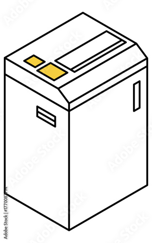 シュレッダーのシンプルな線画アイソメトリックイラスト