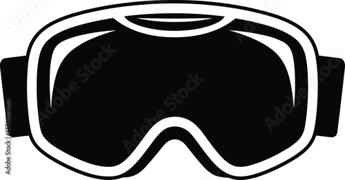 Black silhouette ski goggles vector illustration, winter sports protective eyewear design, snowboarding and skiing safety gear icon, modern minimal style isolated on white background