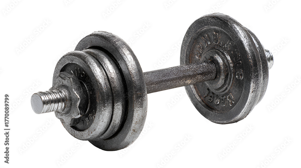 Fototapeta premium Antique adjustable dumbbell isolated on transparent background