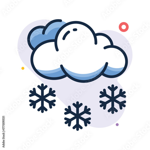Cloud with snowflake design, representing cold winter weather flat icon