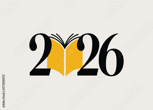 Literary Concept with the Year 2026 Depicted Using Numbers and a Book Symbolizing Literature and Knowledge