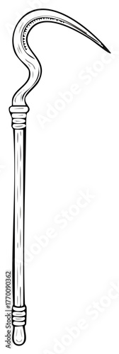 Stylized Shepherd's Crook or Scepter Illustration Featuring Curved Handle and Simple Design Ideal for Symbolism and Graphic Use
