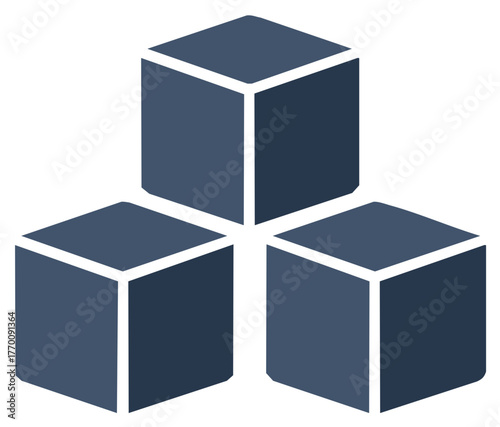 Three Dimensional Cubes Arranged in a Cluster Geometric Shape