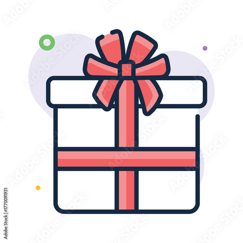 Wrapped gift box with a ribbon, flat outline icon of gift box in modern style