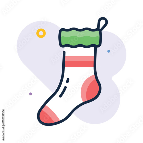 Christmas sock icon creatively designed in flat outline style