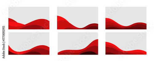 Red vector banner set illustration with hearts and elements for decoration or web design