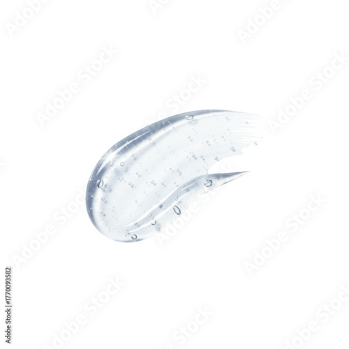Transparent Skincare, refreshing splash and blue bubbles, isolated on white