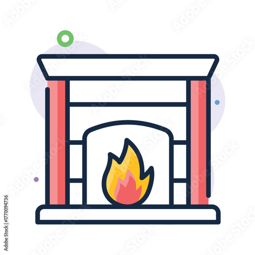 Grab this creatively design flat outline icon of fireplace in modern style