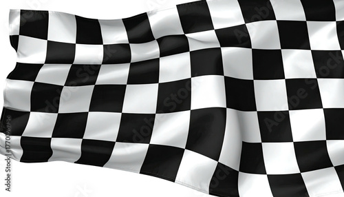 Checkered flag, black and white, waves in the breeze