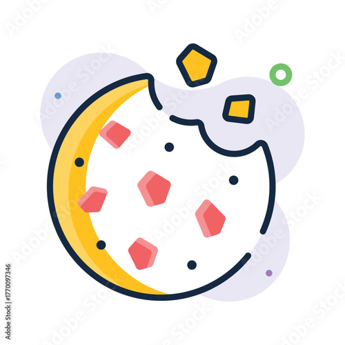 Flat outline icon of delicious Christmas cookies with choco chips for holiday treats