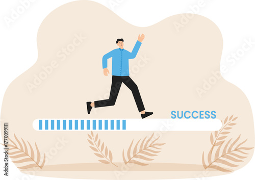 Progress from start to success. Challenge your progress and win the race. Mission accomplished to complete the project. Entrepreneurs run from scratch to success
